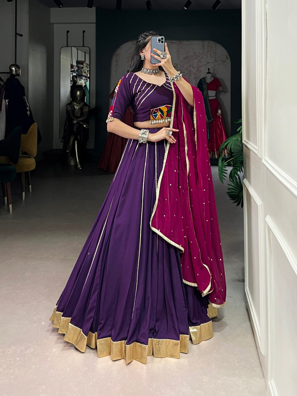 Graceful Pure Rayon Gota Patti Worked Navratri Wear Lehenga Choli - ETHNICDEAL