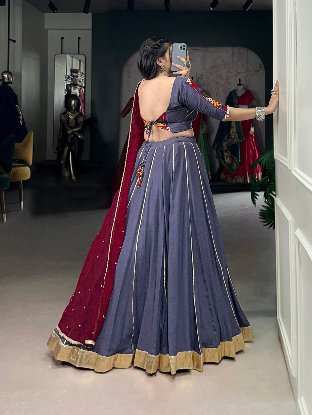 Graceful Pure Rayon Gota Patti Worked Navratri Wear Lehenga Choli - ETHNICDEAL