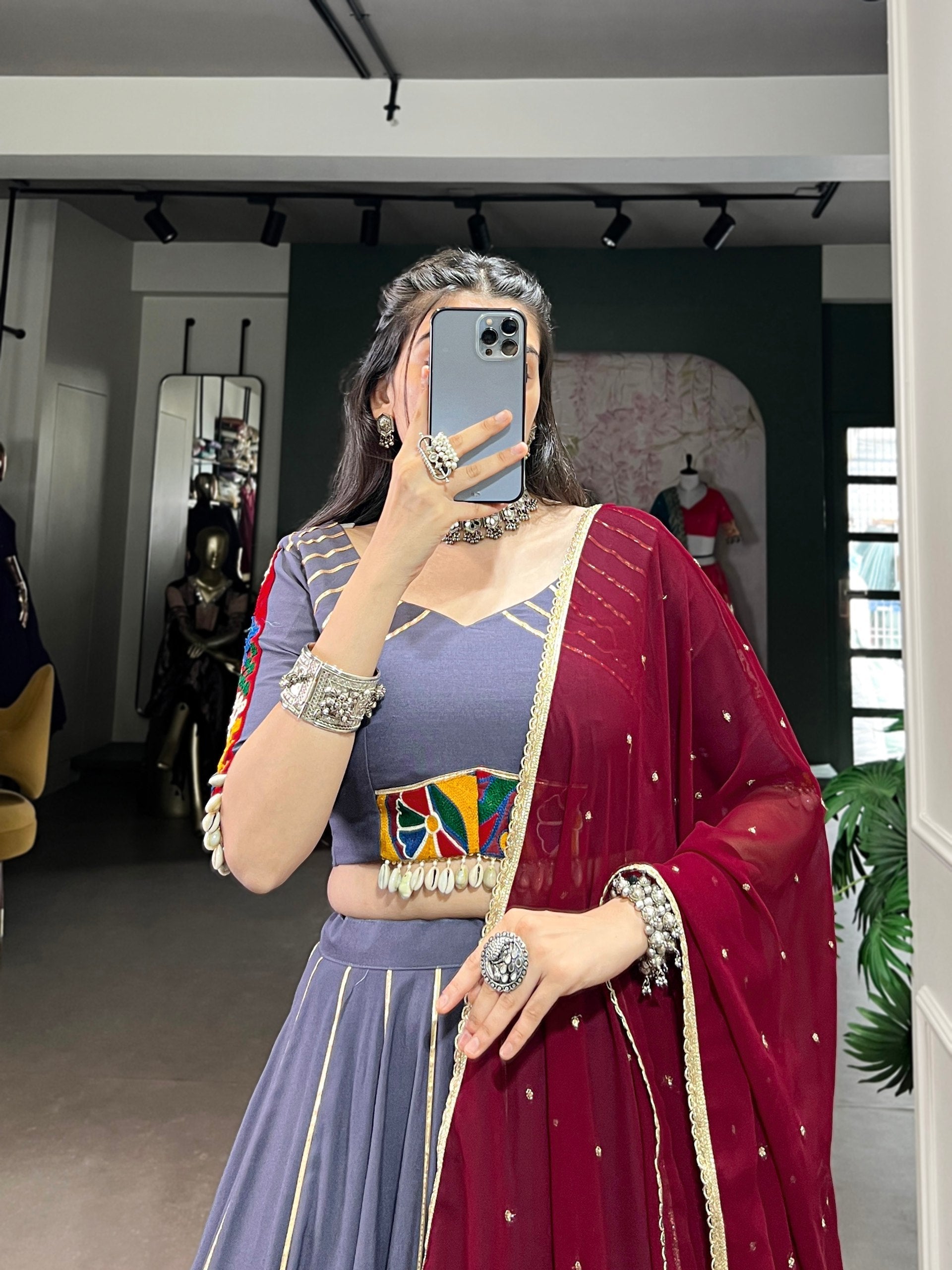 Graceful Pure Rayon Gota Patti Worked Navratri Wear Lehenga Choli - ETHNICDEAL