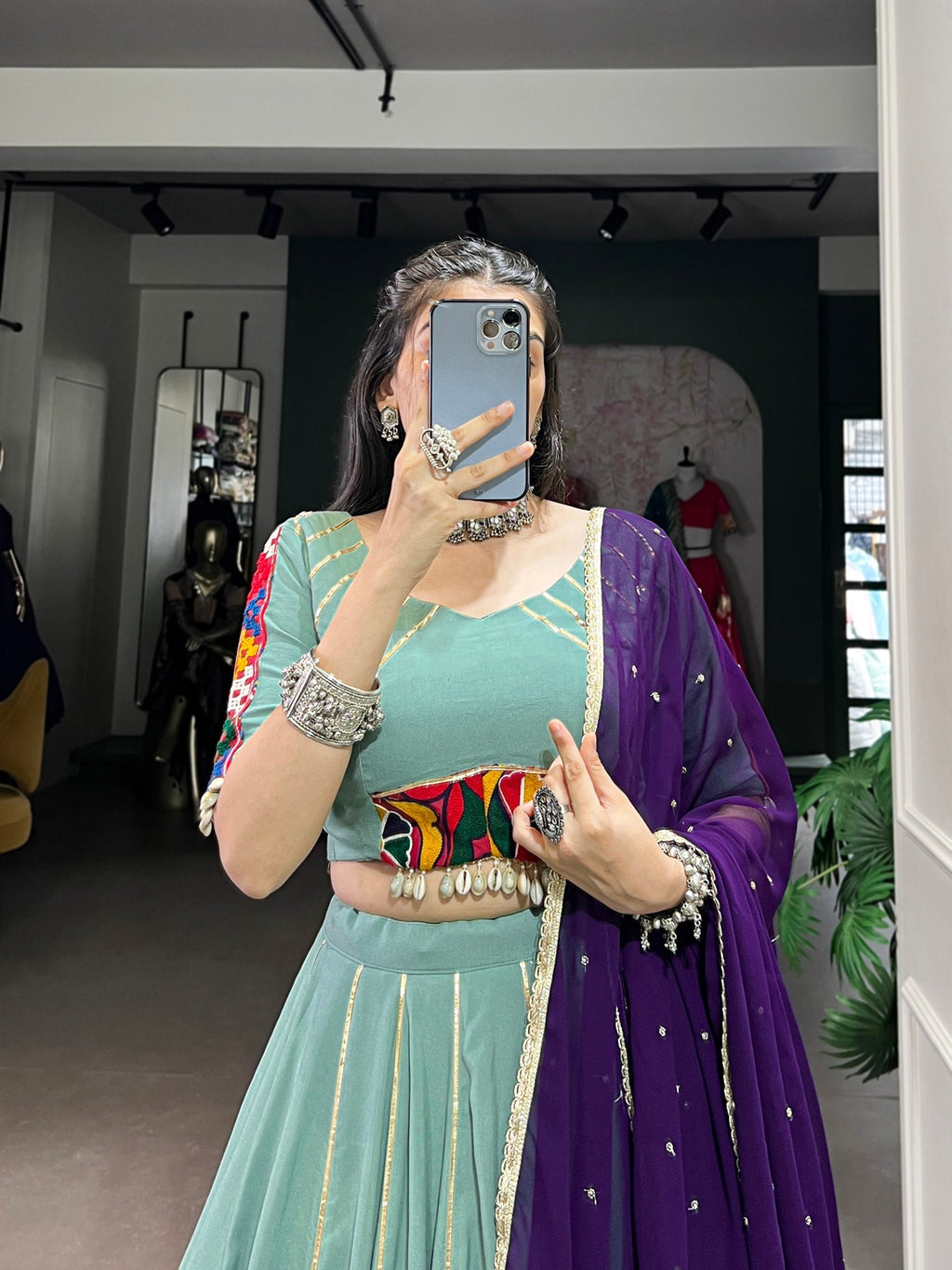 Graceful Pure Rayon Gota Patti Worked Navratri Wear Lehenga Choli - ETHNICDEAL