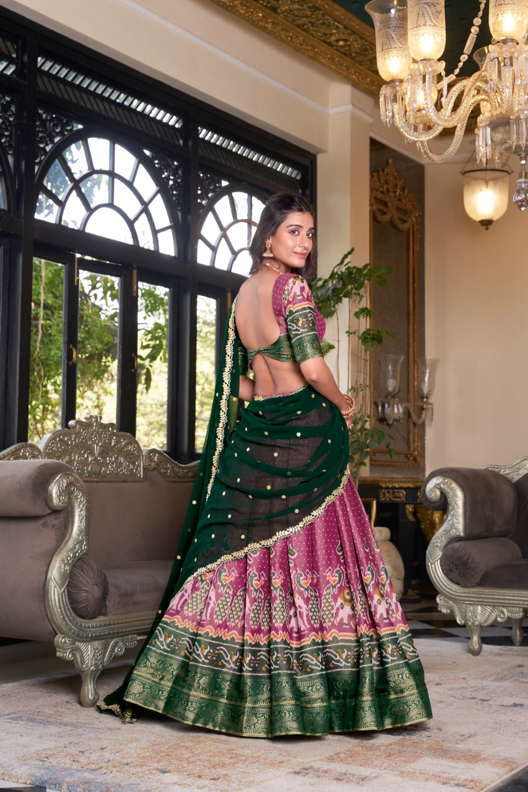 Ravishing Kanchipuram Silk Printed Weaving Worked Lehenga Choli - ETHNICDEAL