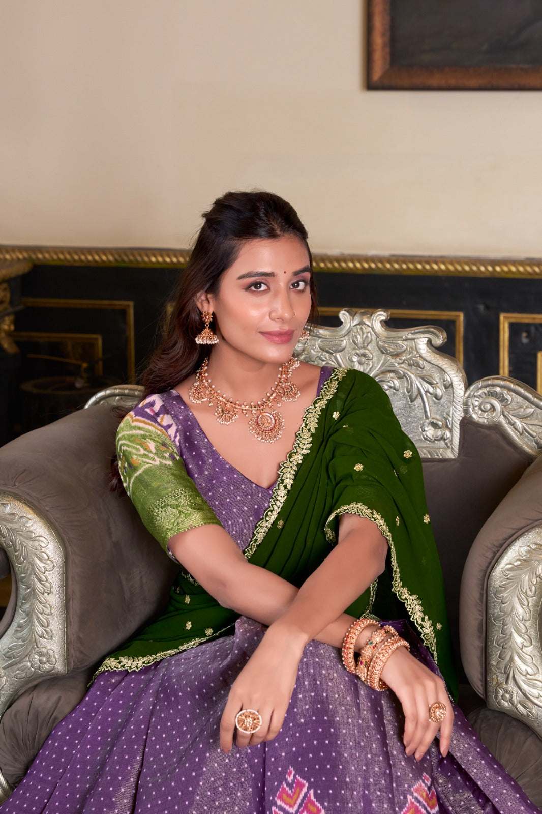 Ravishing Kanchipuram Silk Printed Weaving Worked Lehenga Choli - ETHNICDEAL