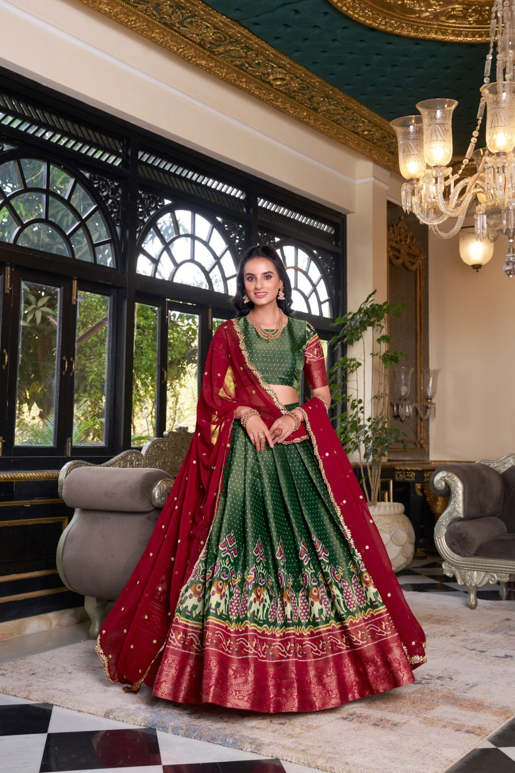 Ravishing Kanchipuram Silk Printed Weaving Worked Lehenga Choli - ETHNICDEAL