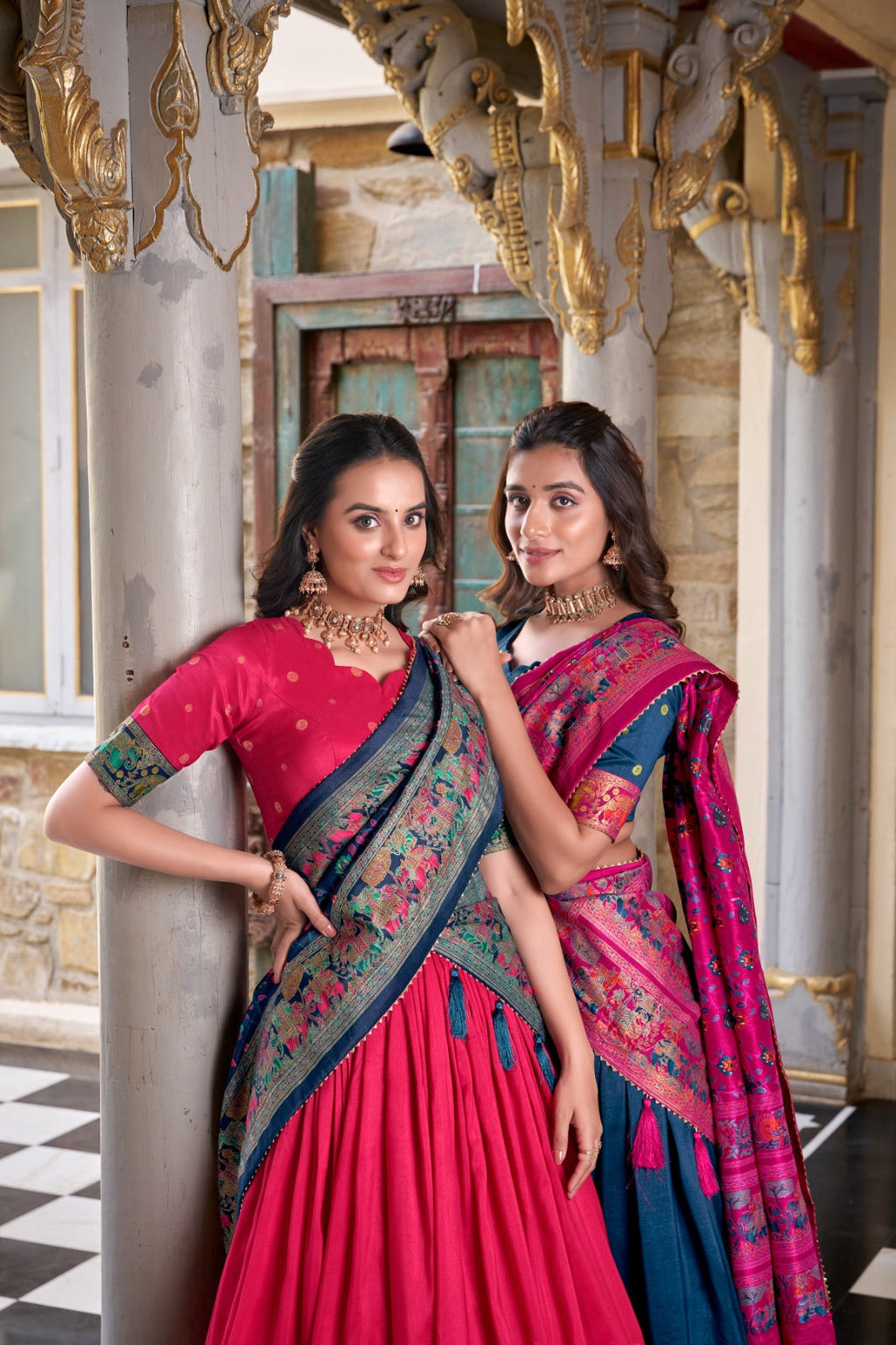 Stunning Tussar Silk Printed Foil Worked Lehenga Choli Set - ETHNICDEAL