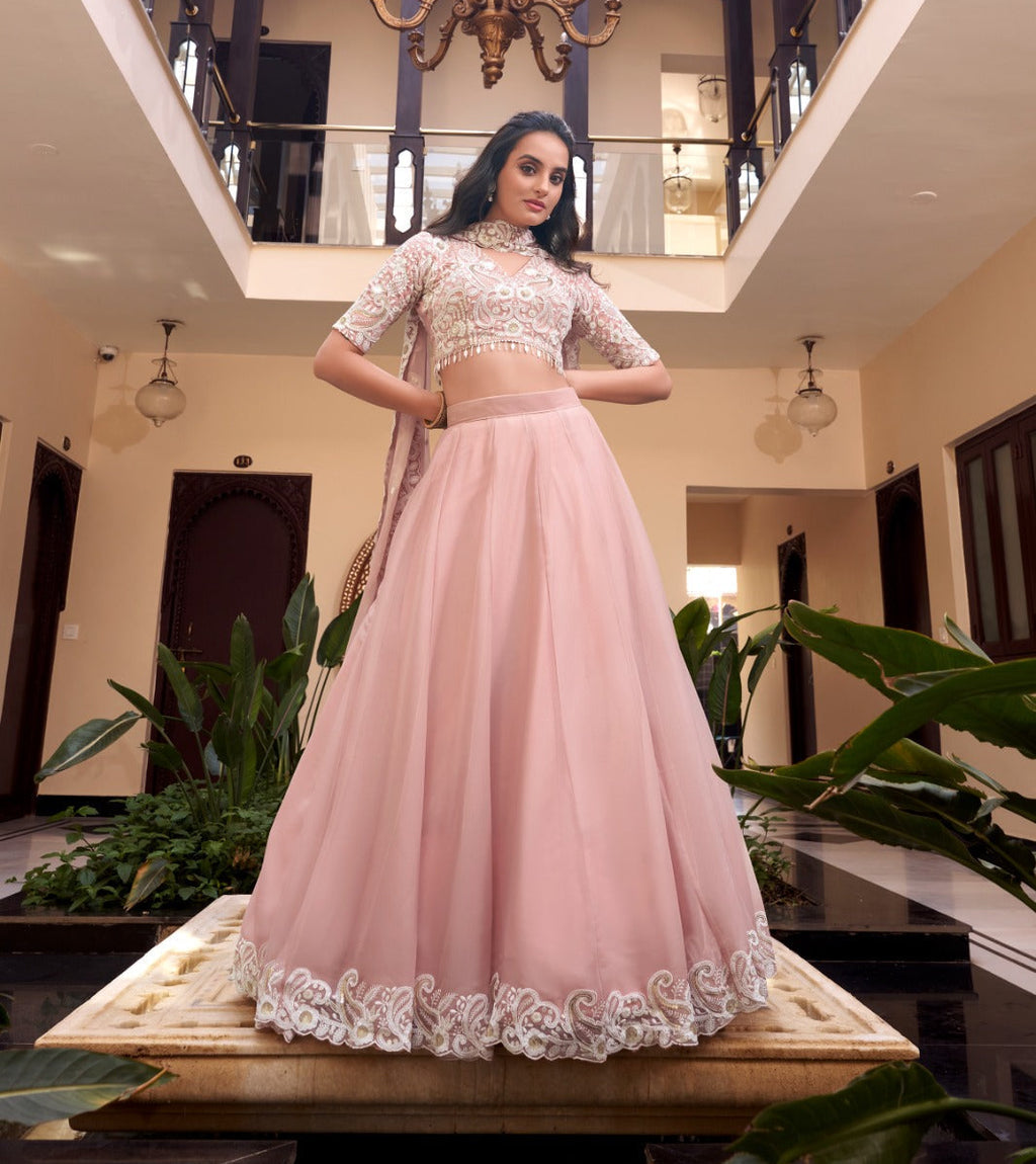 Magnificent Pearl Cording Sequins Worked Designer Lehenga Choli - ETHNICDEAL