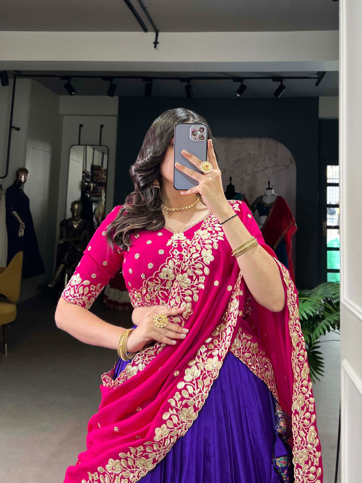 Exquisite Tussar Silk Printed Foil Worked Lehenga Choli - ETHNICDEAL