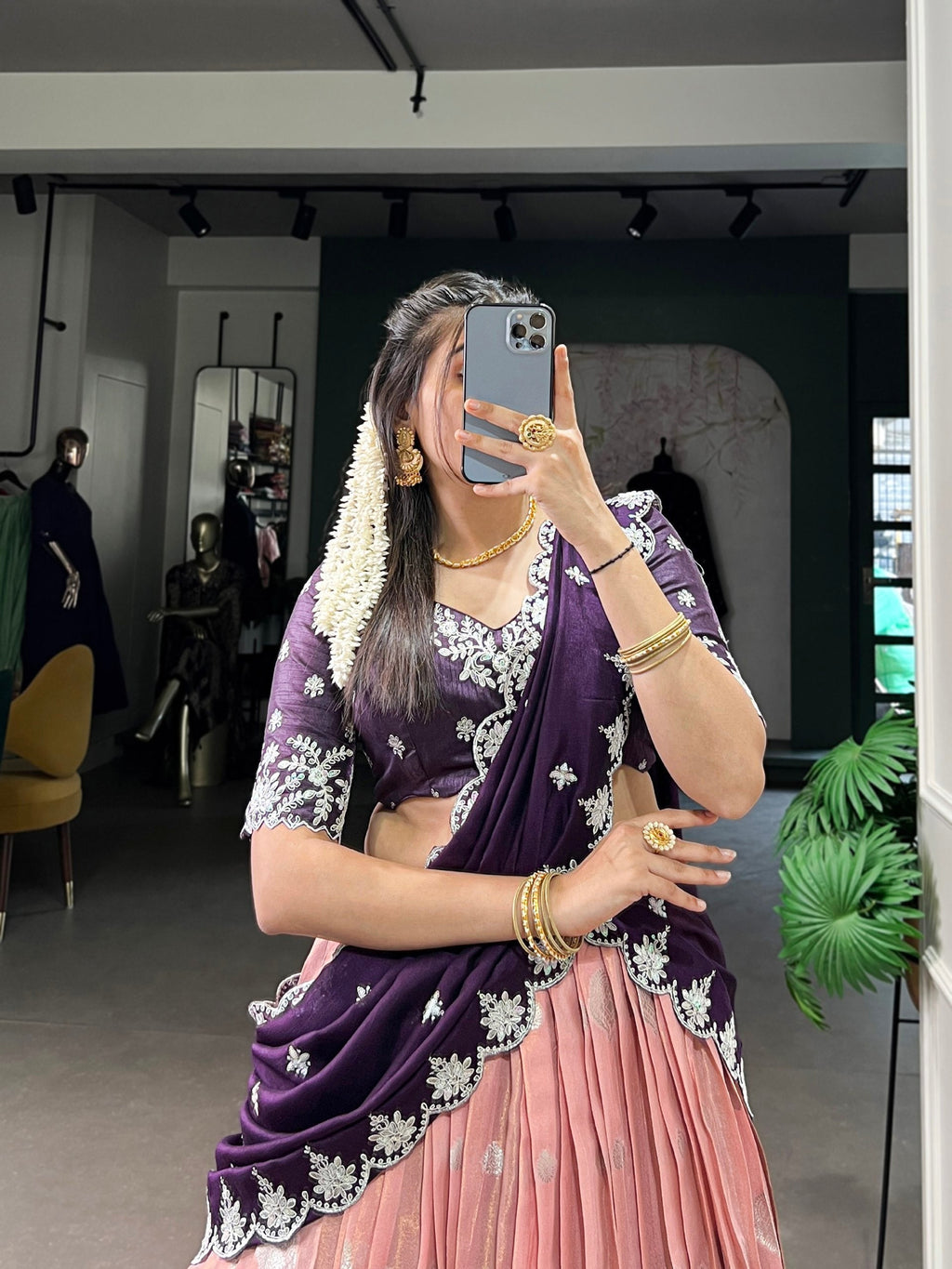 Lovely Zari Cota Weaving Sequins Thread Worked Lehenga Choli - ETHNICDEAL