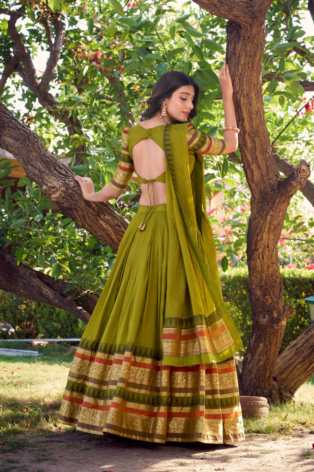 Exquisite Pure Chanderi Zari Weaving Worked Lehenga Choli - ETHNICDEAL