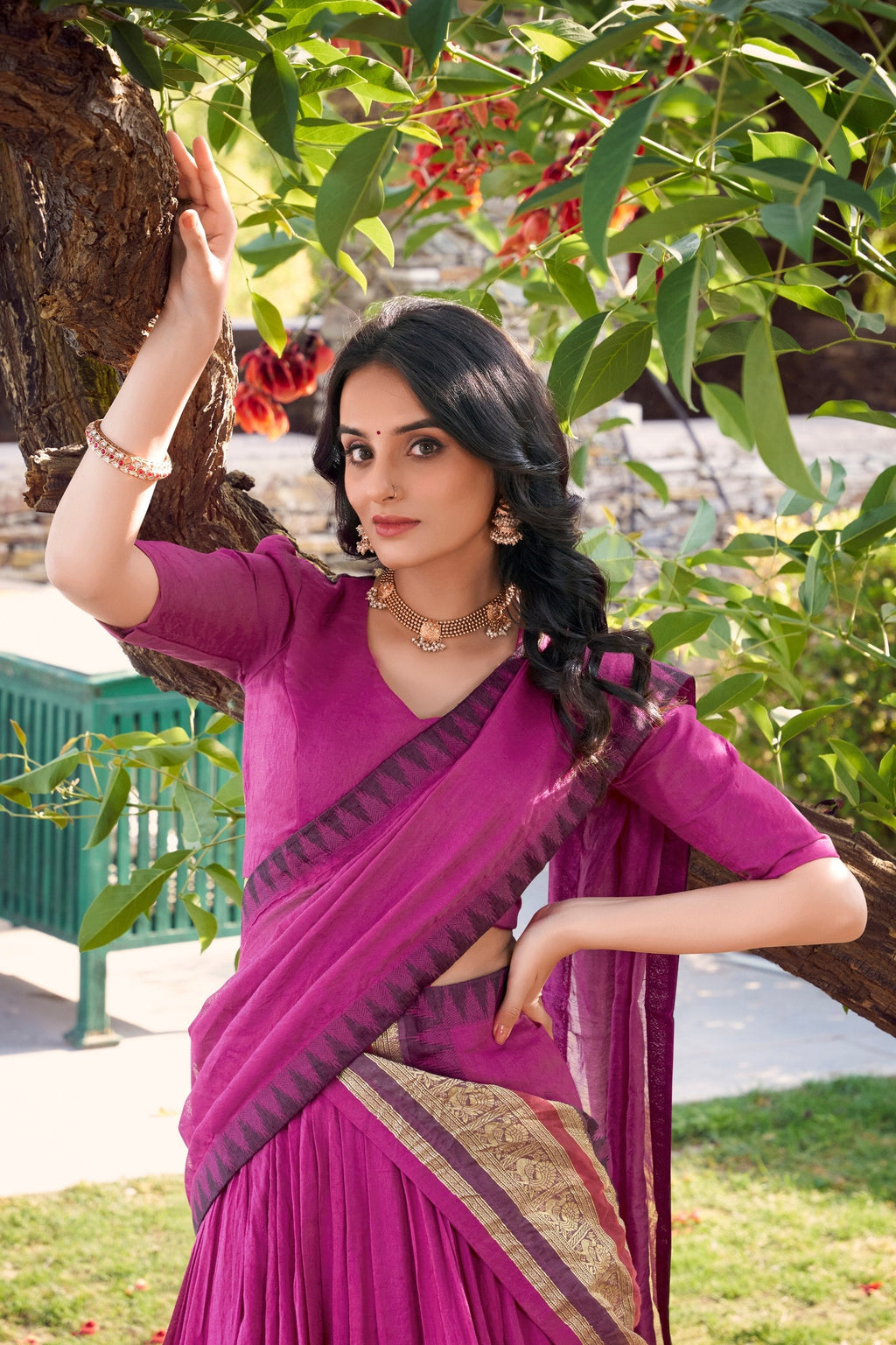 Exquisite Pure Chanderi Zari Weaving Worked Lehenga Choli - ETHNICDEAL