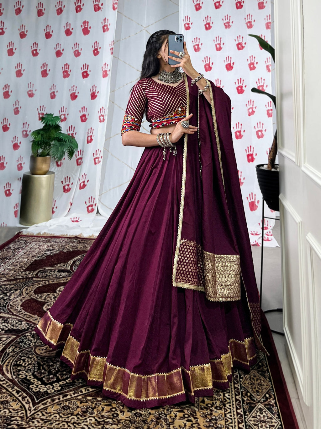Graceful Pure Chanderi Zari Weaving Worked Lehenga Choli - ETHNICDEAL