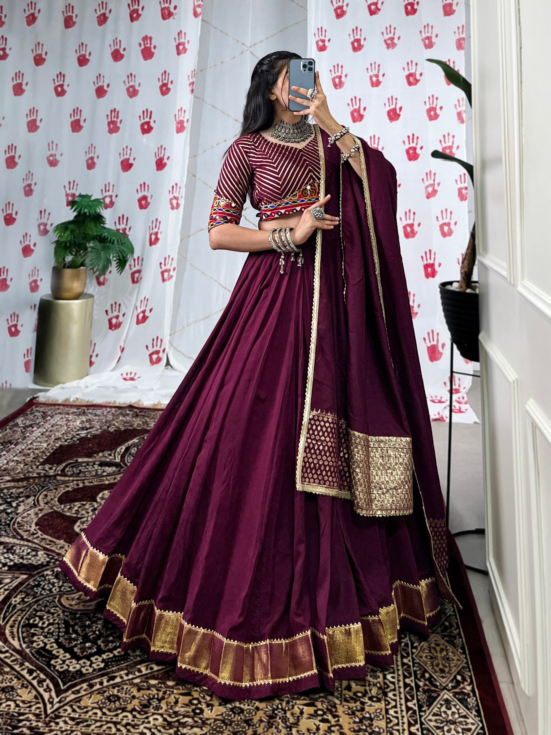Graceful Pure Chanderi Zari Weaving Worked Lehenga Choli - ETHNICDEAL