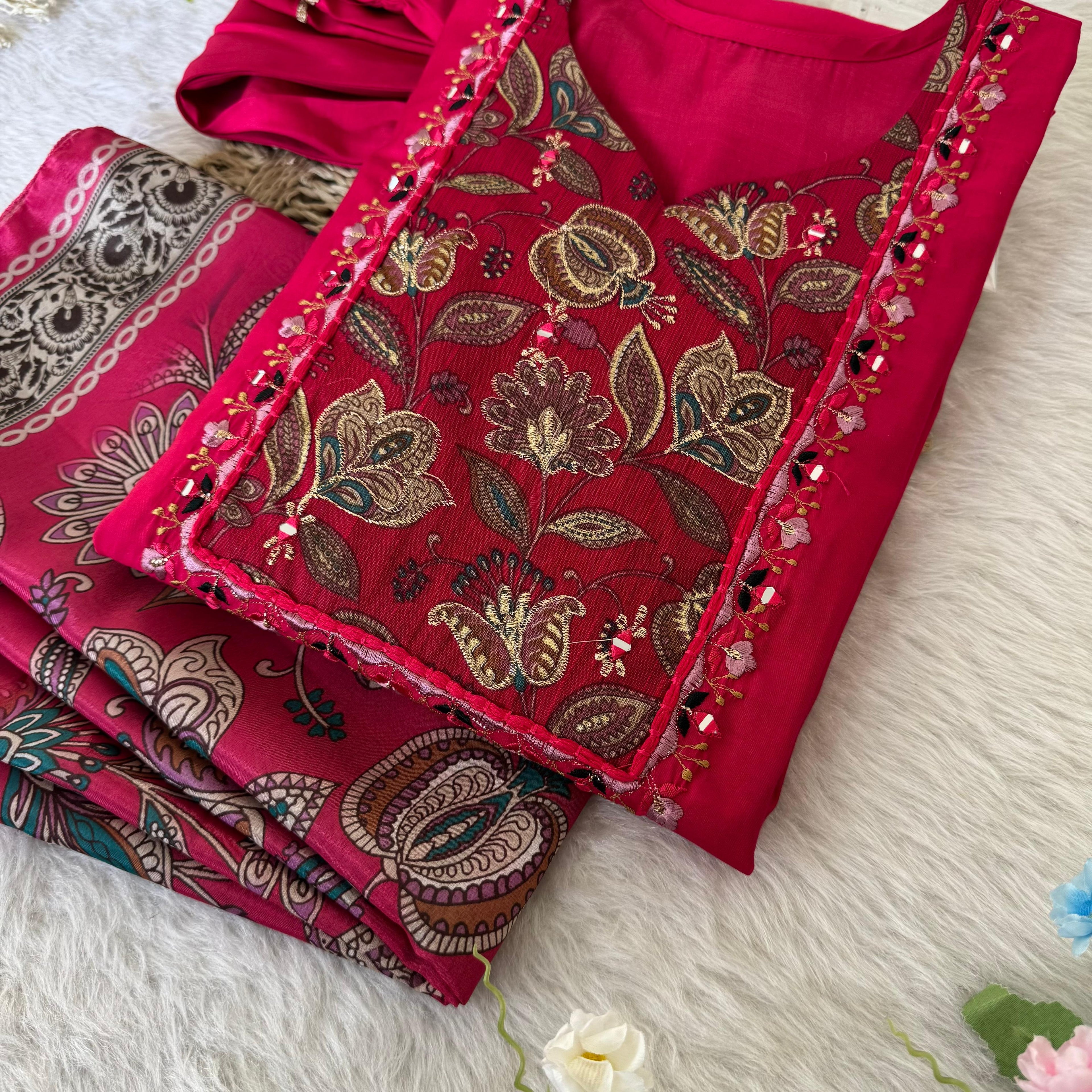 Delightful Maroon Fully Stitched Designer Anarkali Pant Suit - Ethnicwish