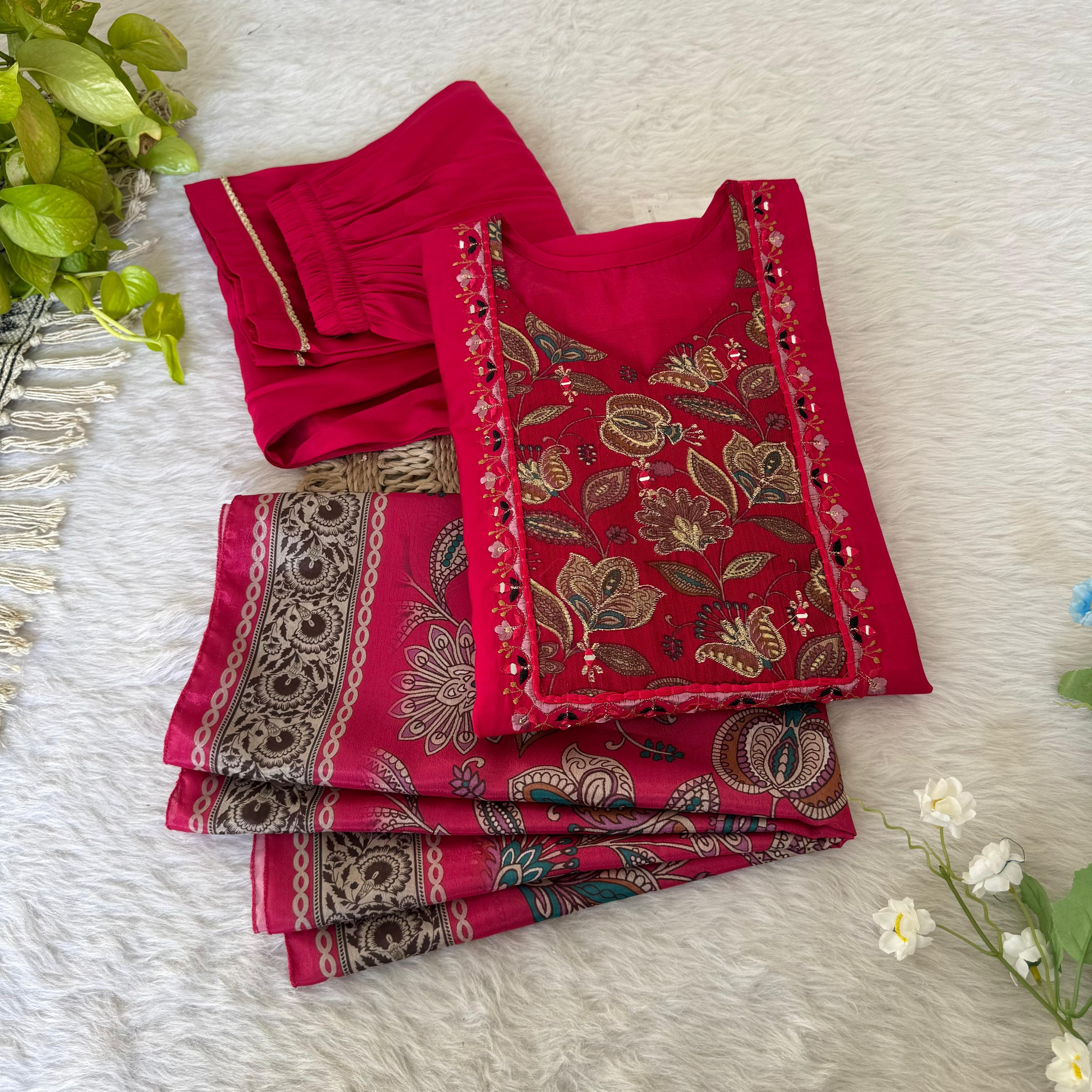 Delightful Maroon Fully Stitched Designer Anarkali Pant Suit - Ethnicwish