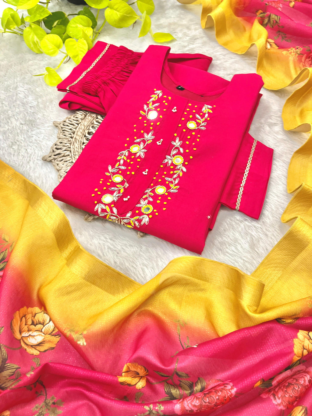 Luminous Festival Wear Roman Silk Handworked Designer Suit - Ethnicwish