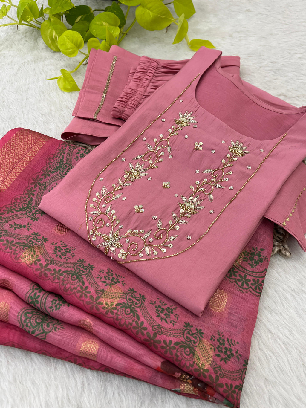 Spectacular Roman Silk Handcrafted Festive Wear Anarkali Pant Suit - Ethnicwish