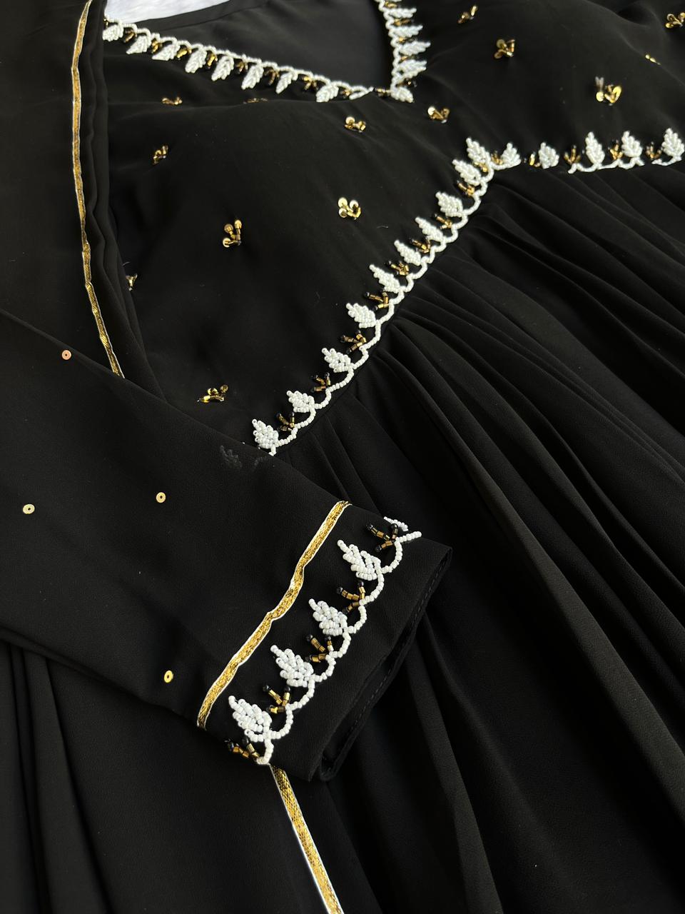 Exquisite Faux Georgette Festive Wear Handworked Suit - Ethnicwish