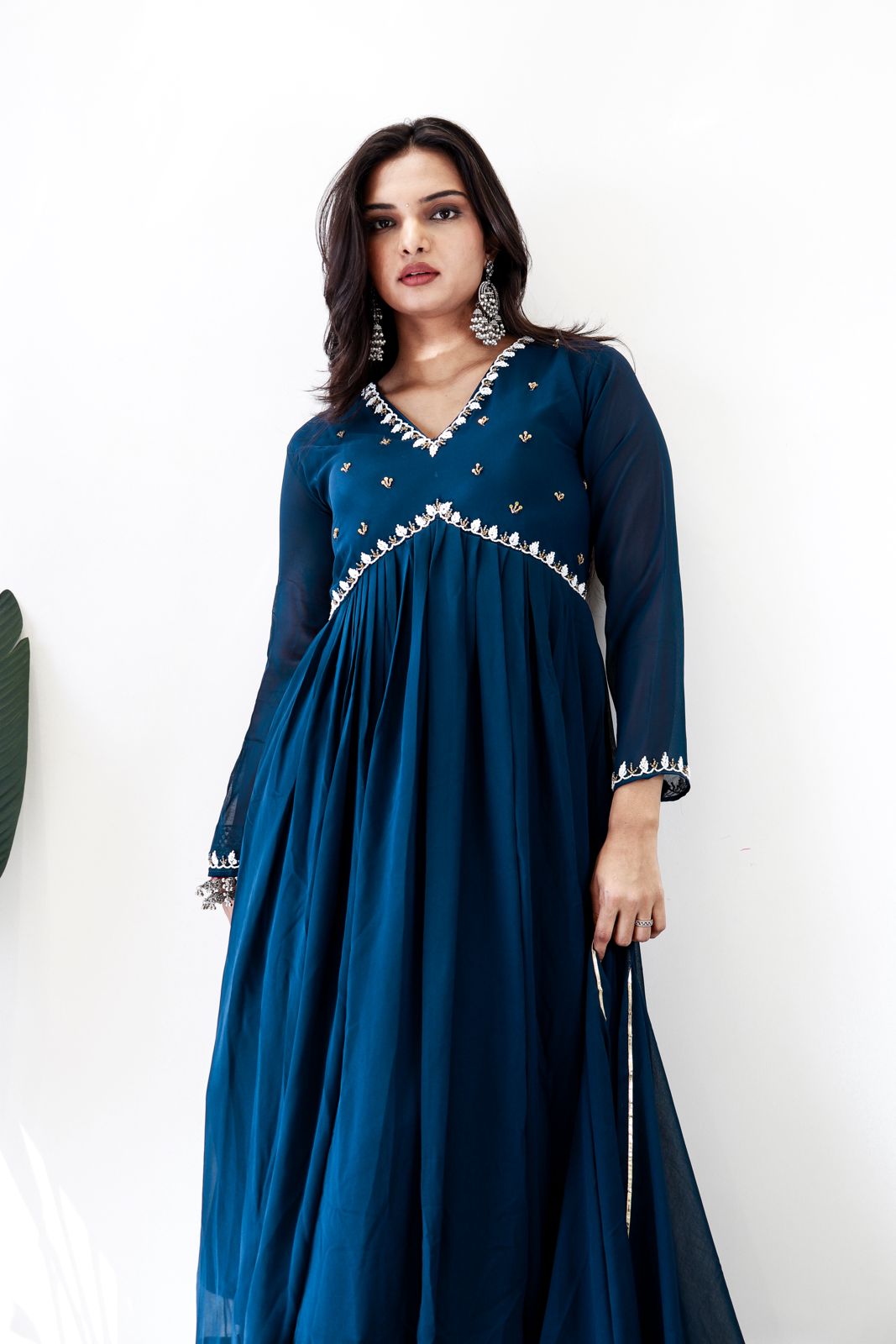 Exquisite Faux Georgette Festive Wear Handworked Suit - Ethnicwish