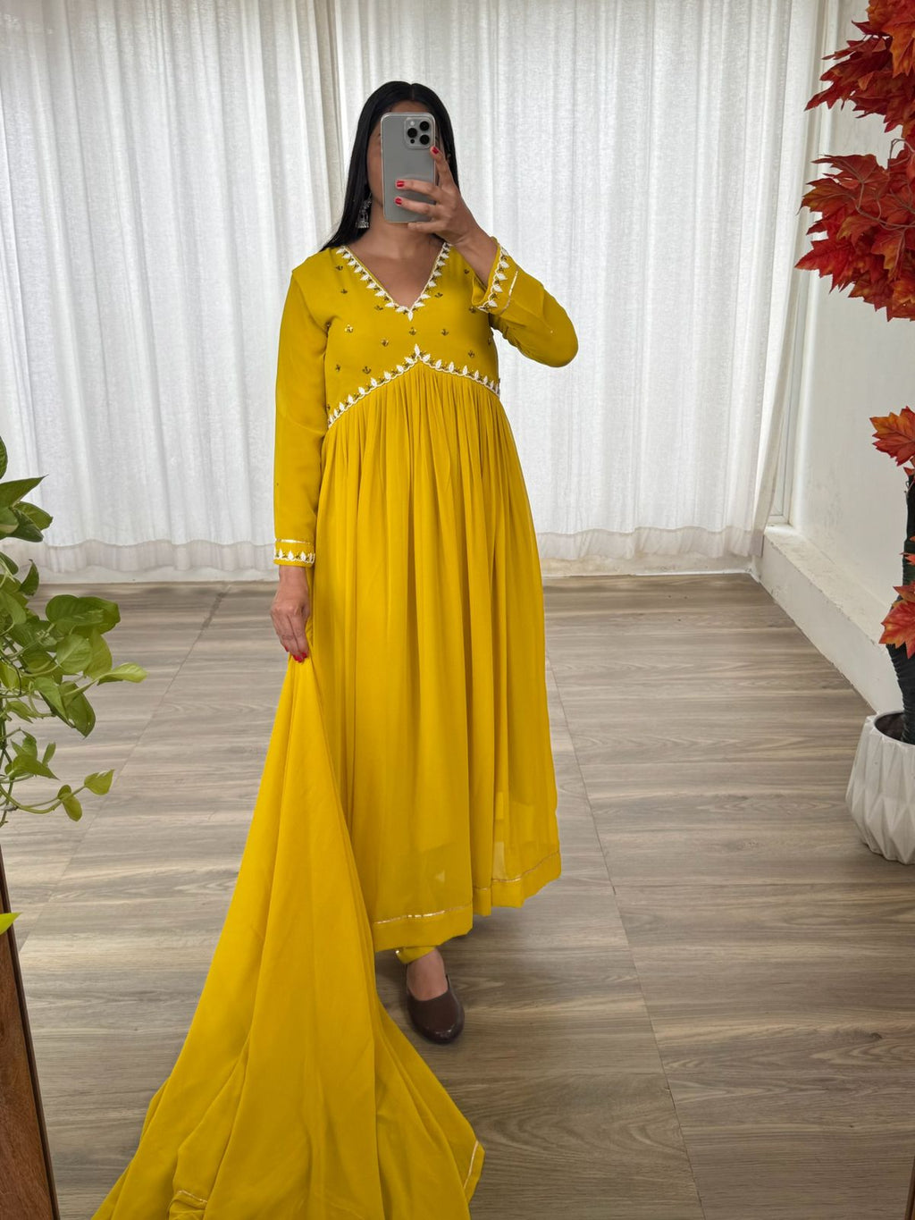 Exquisite Faux Georgette Festive Wear Handworked Suit - Ethnicwish