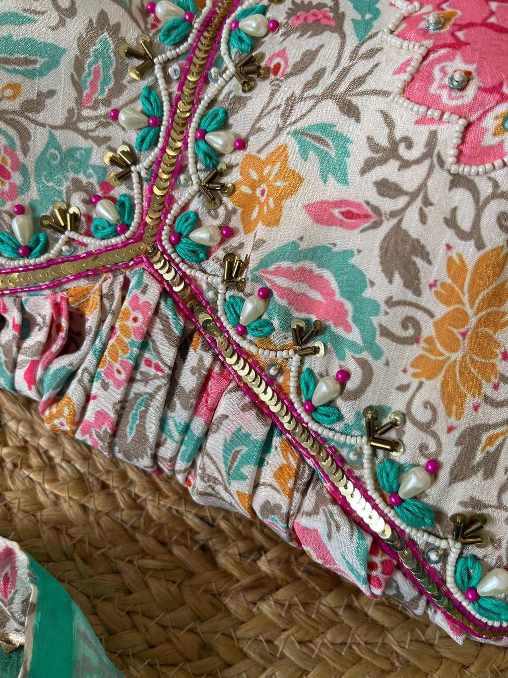 Lovely Soft Chinon Floral Printed Handworked  Festival Wear Anarkali Pant Suit - Ethnicwish