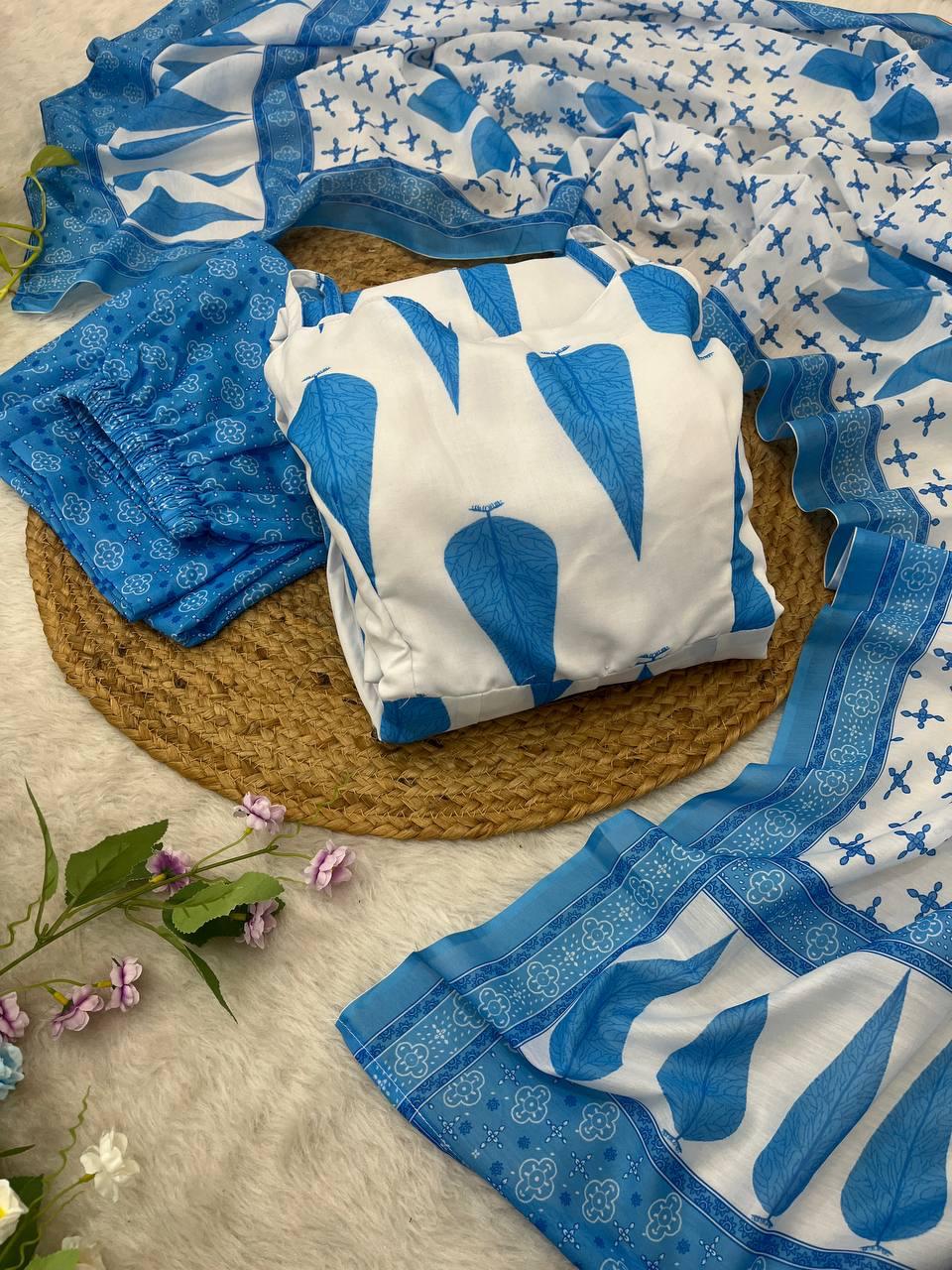 Radiant Pure Cermic Cotton Digital Printed Anarkali Pant Suit - Ethnicwish