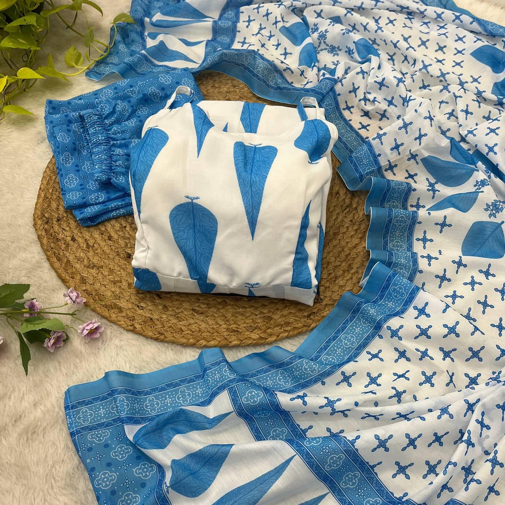 Radiant Pure Cermic Cotton Digital Printed Anarkali Pant Suit - Ethnicwish