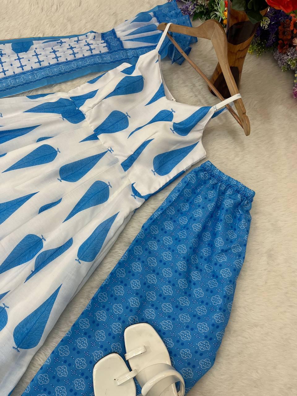 Radiant Pure Cermic Cotton Digital Printed Anarkali Pant Suit - Ethnicwish