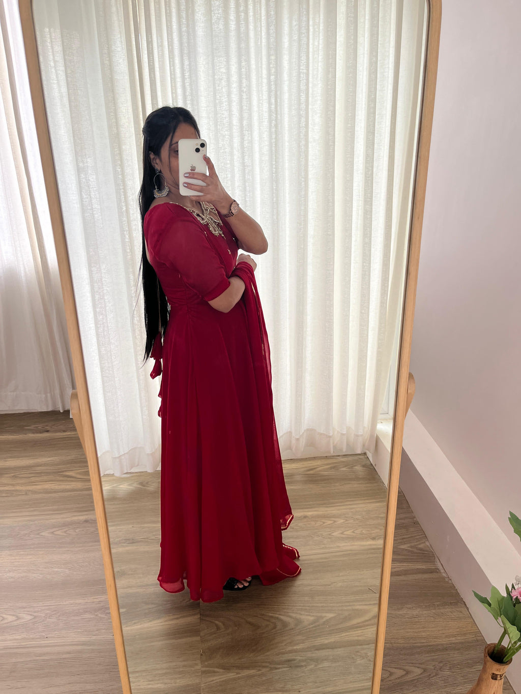 Resplendent Rangoli Georgette Fancy Neck Handworked Gown - Ethnicwish