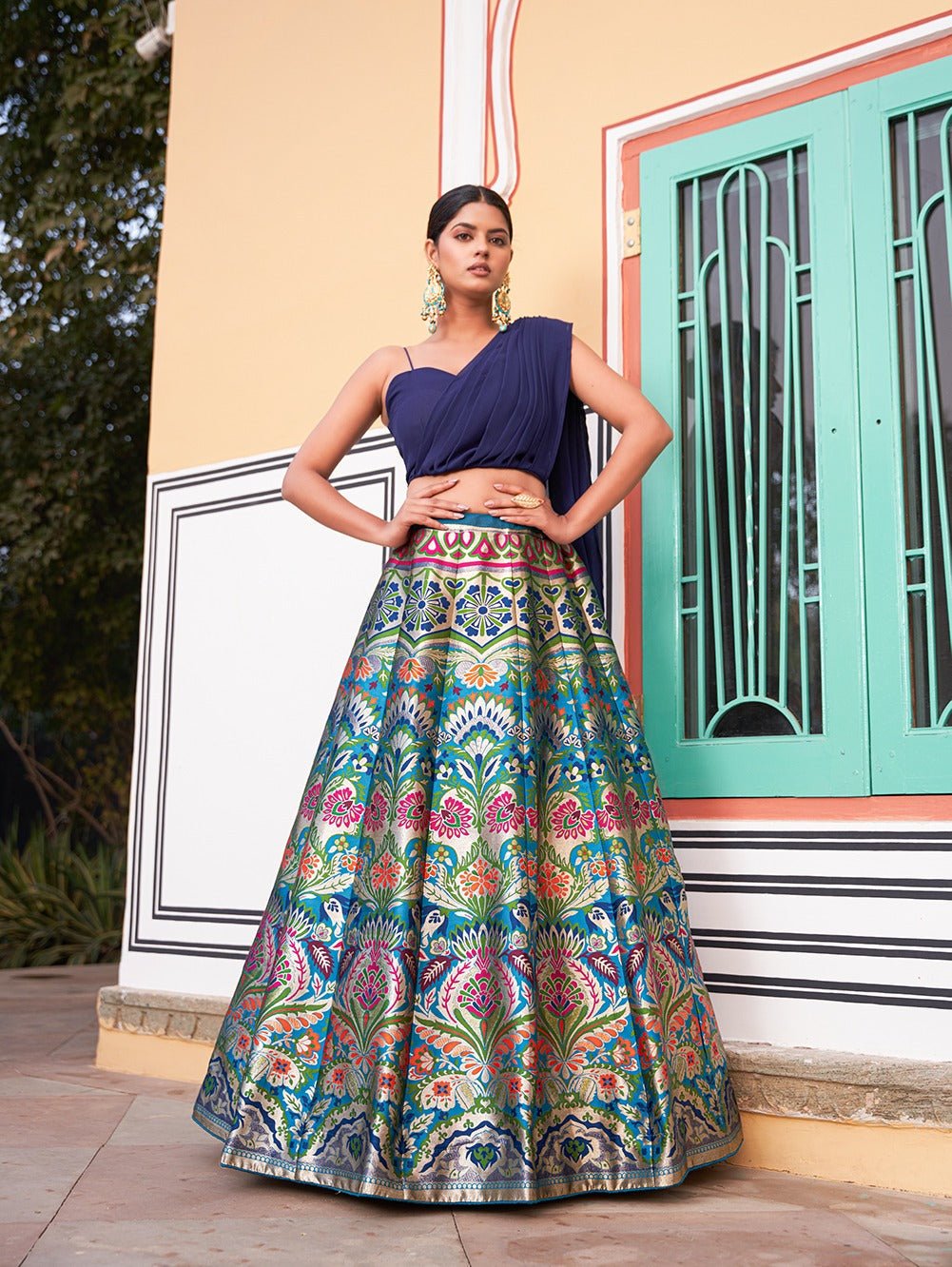 Lovely Banarasi Silk Zari Weaving Worked Designer Lehenga Choli - Ethnicwish