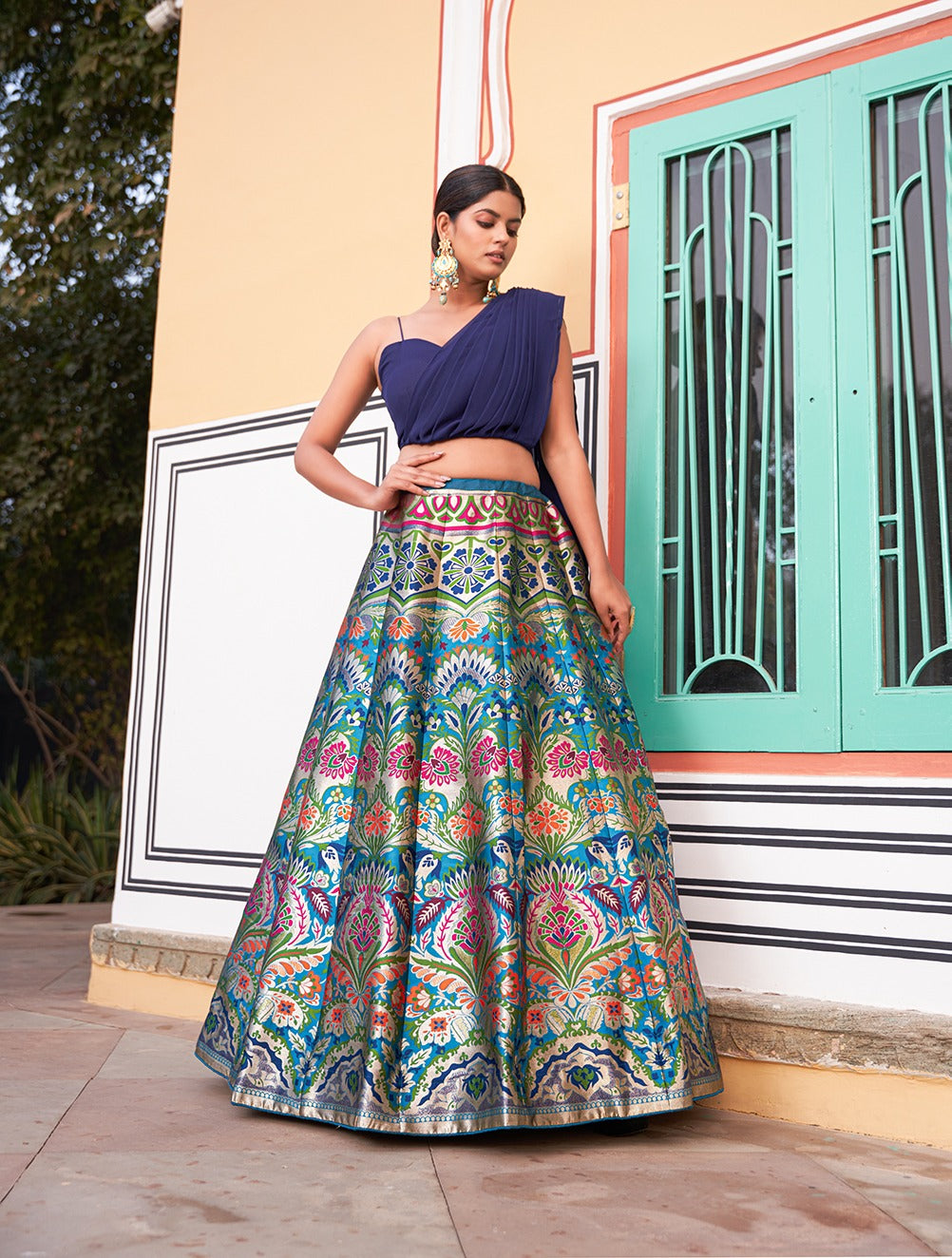 Lovely Banarasi Silk Zari Weaving Worked Designer Lehenga Choli - Ethnicwish