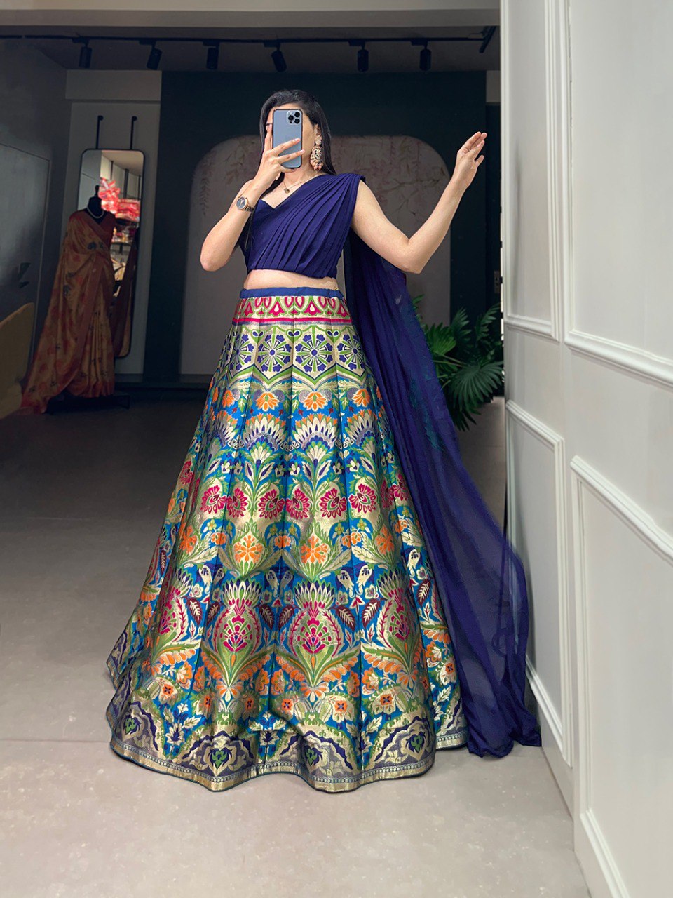 Lovely Banarasi Silk Zari Weaving Worked Designer Lehenga Choli - Ethnicwish