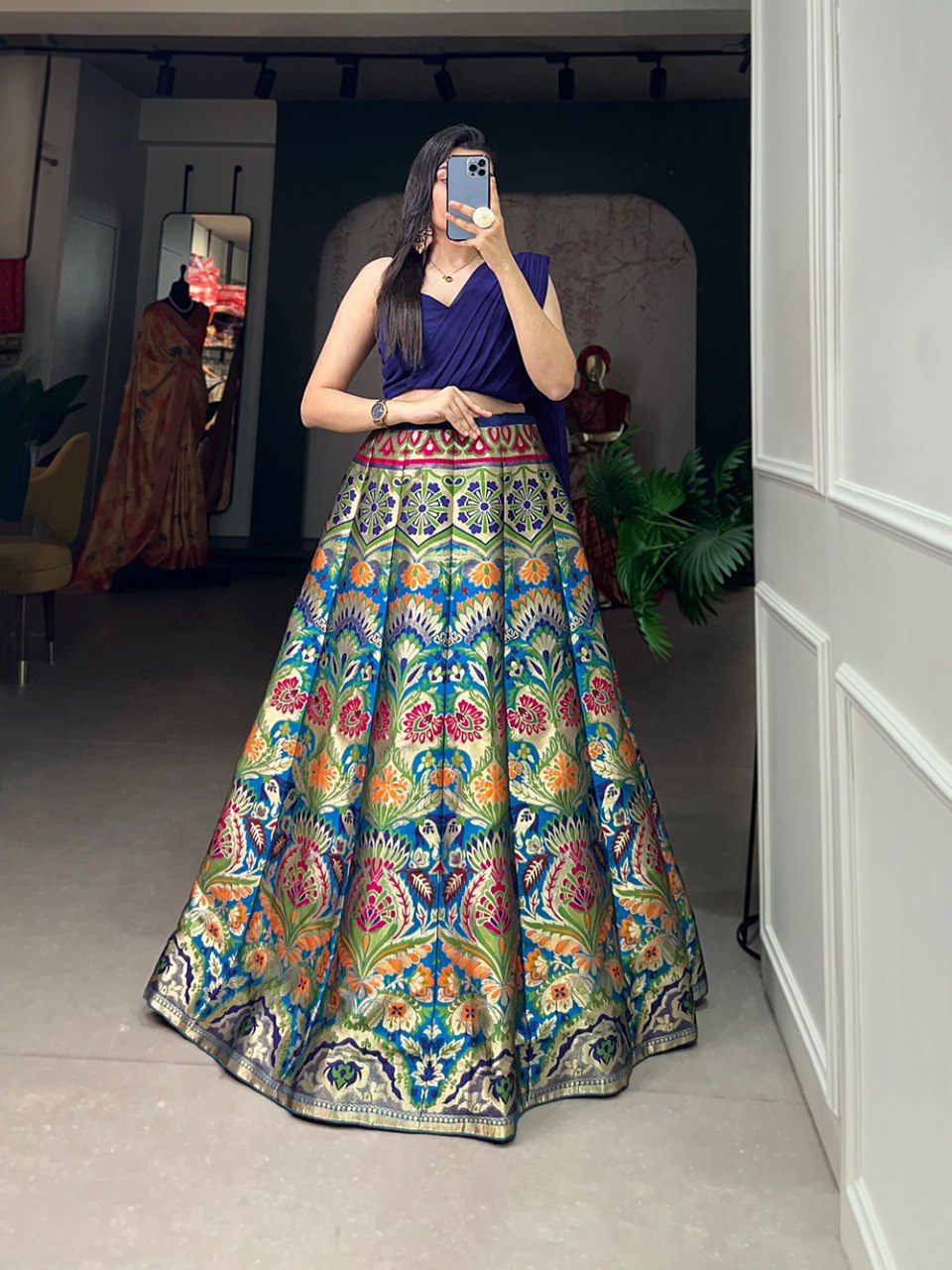 Lovely Banarasi Silk Zari Weaving Worked Designer Lehenga Choli - Ethnicwish
