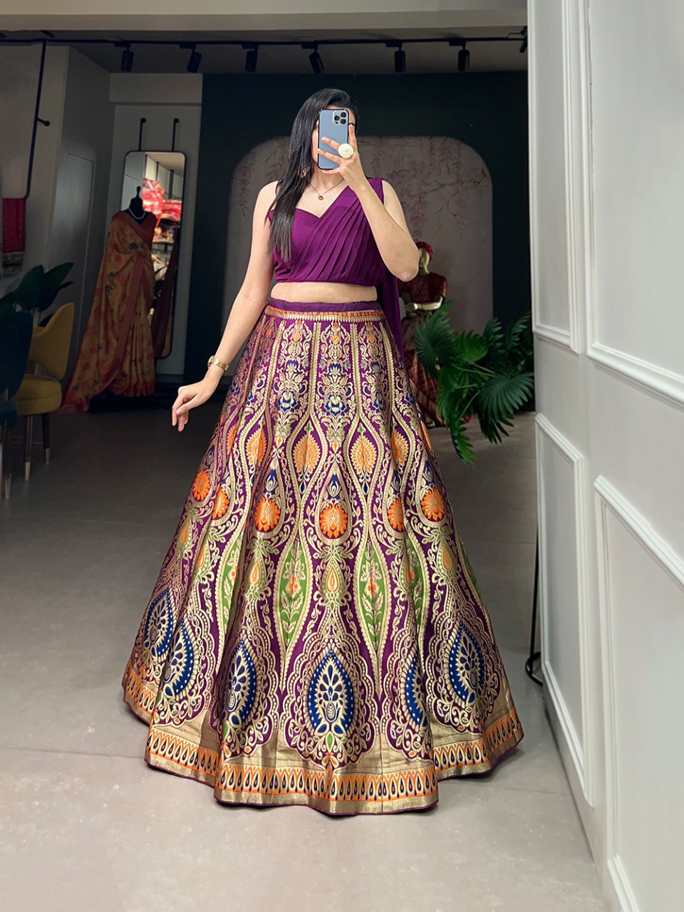 Lovely Banarasi Silk Zari Weaving Worked Designer Lehenga Choli - Ethnicwish