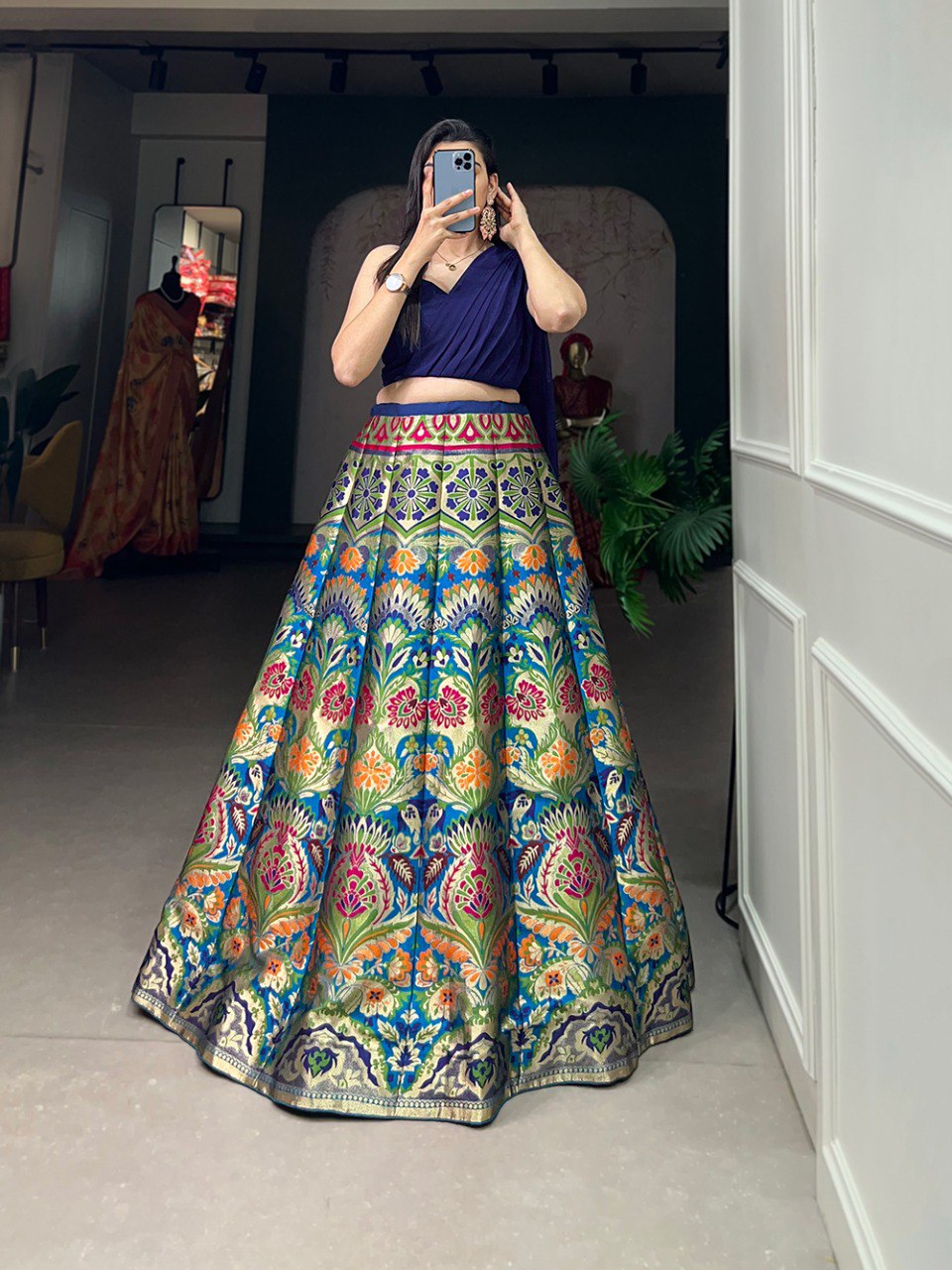 Lovely Banarasi Silk Zari Weaving Worked Designer Lehenga Choli - Ethnicwish