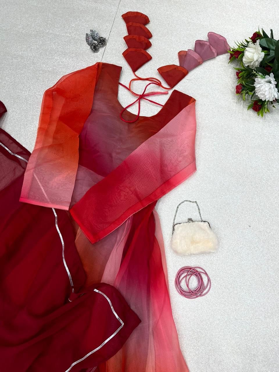 Bewitching Organza Silk Digital Printed Stitched Gown With Dupatta - Ethnicwish