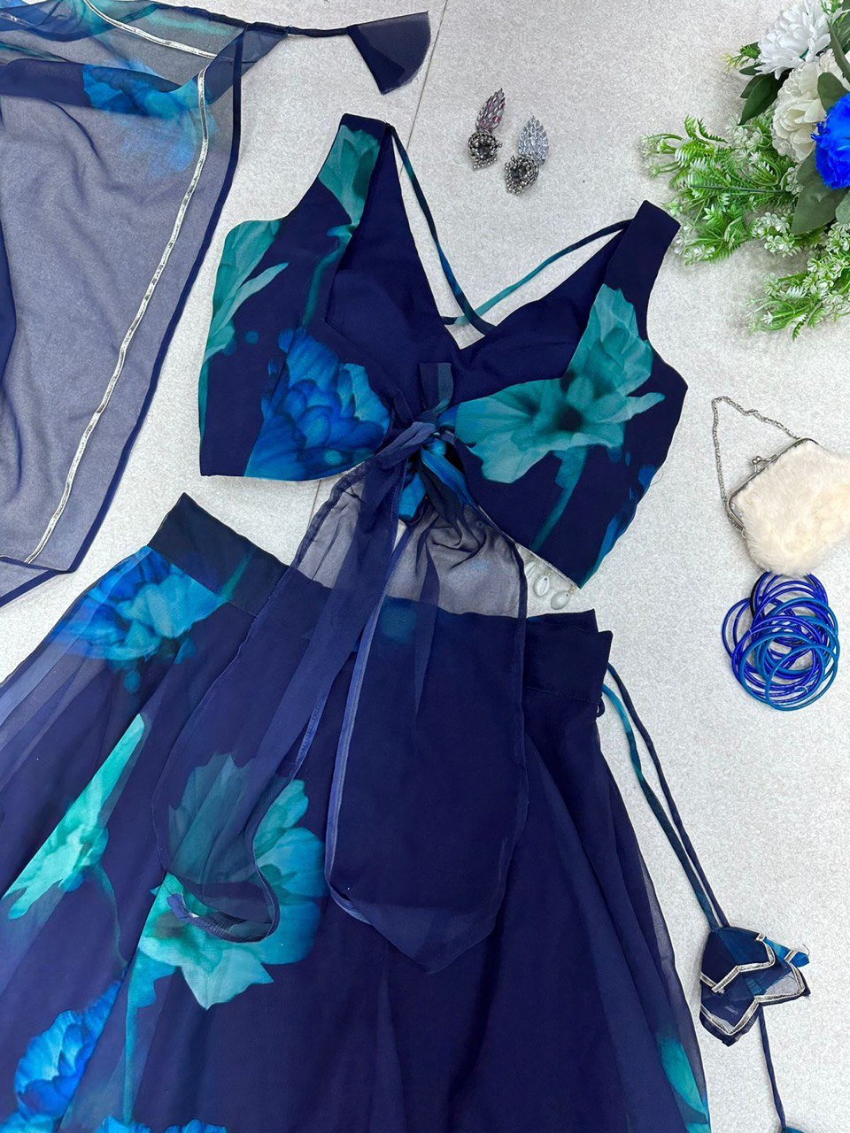 Graceful Georgette Digital Printed Lehenga Choli With Stitched Blouse - Ethnicwish