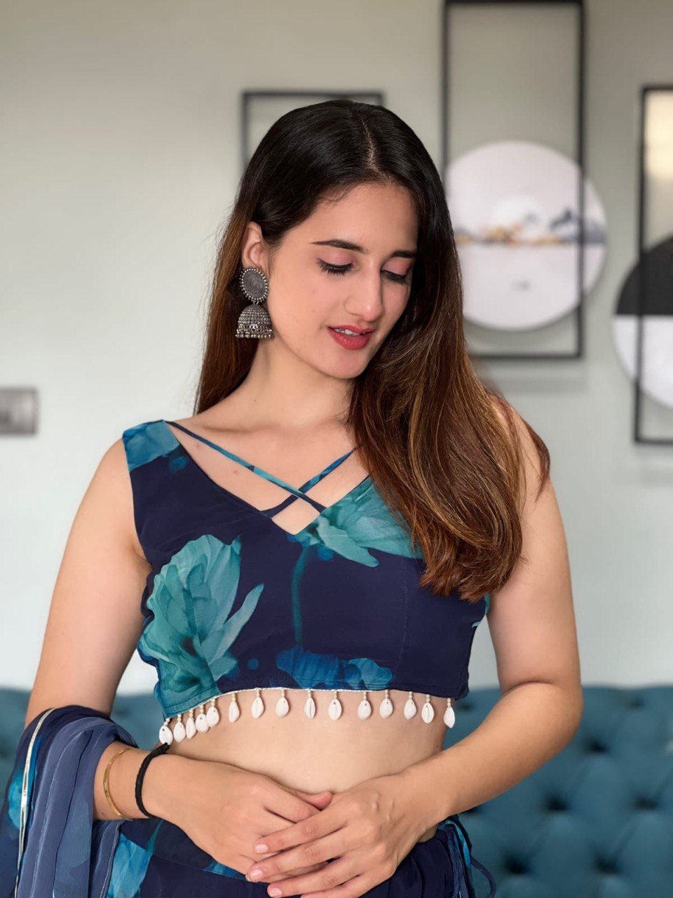 Graceful Georgette Digital Printed Lehenga Choli With Stitched Blouse - Ethnicwish