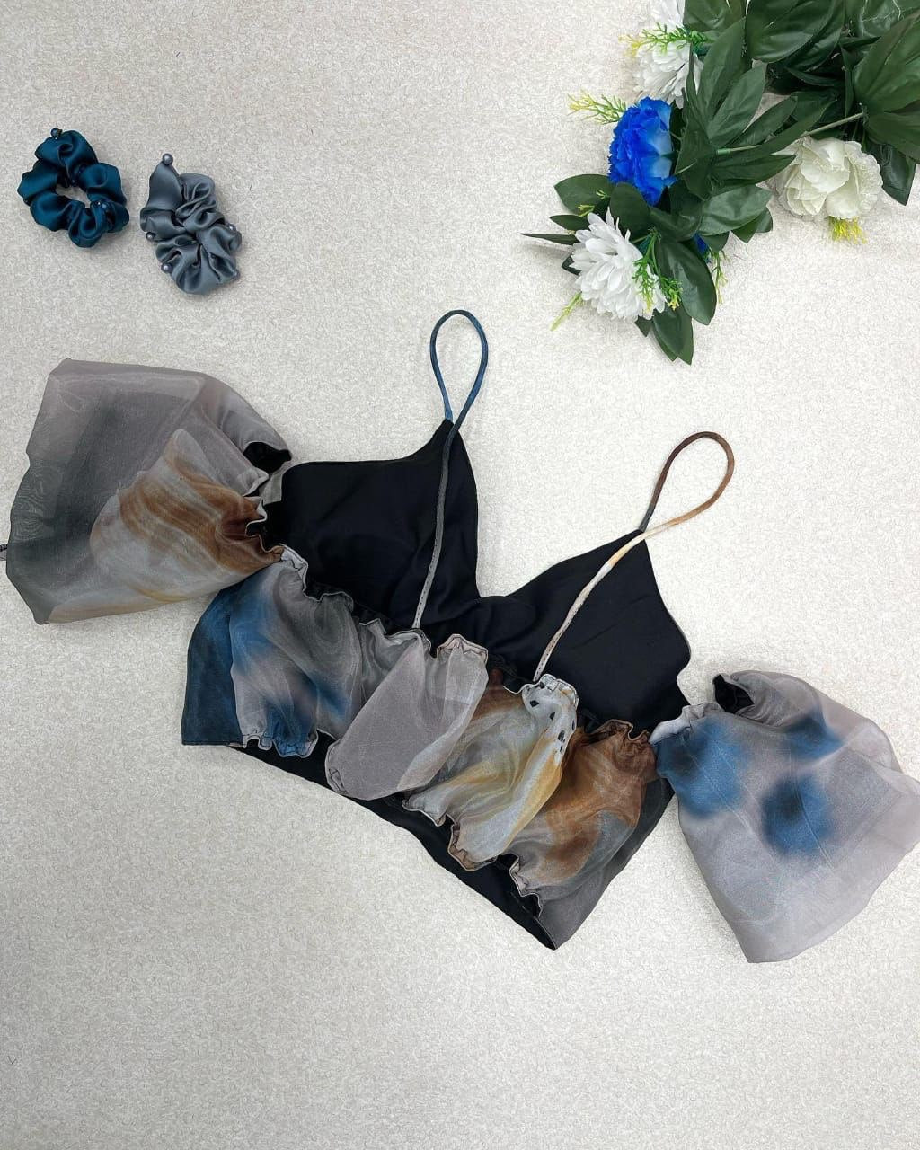 Dashing Gray Organza Silk Floral Printed Lehenga Choli Set - Ethnicwish