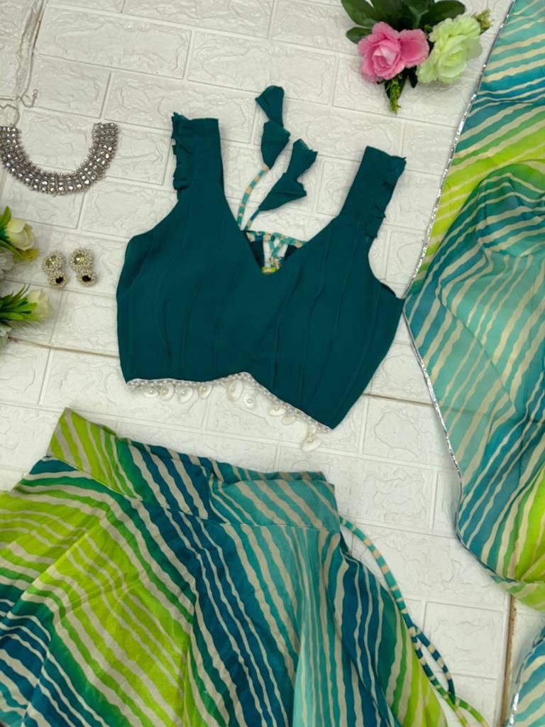 Fetching Georgette Fully Stitched Digital Printed Lehenga Choli - Ethnicwish