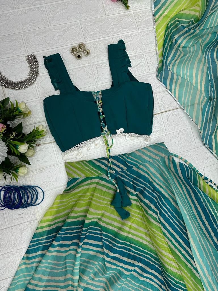 Fetching Georgette Fully Stitched Digital Printed Lehenga Choli - Ethnicwish