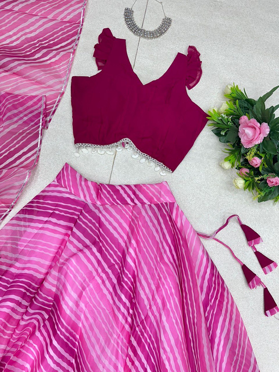 Fetching Georgette Fully Stitched Digital Printed Lehenga Choli - Ethnicwish