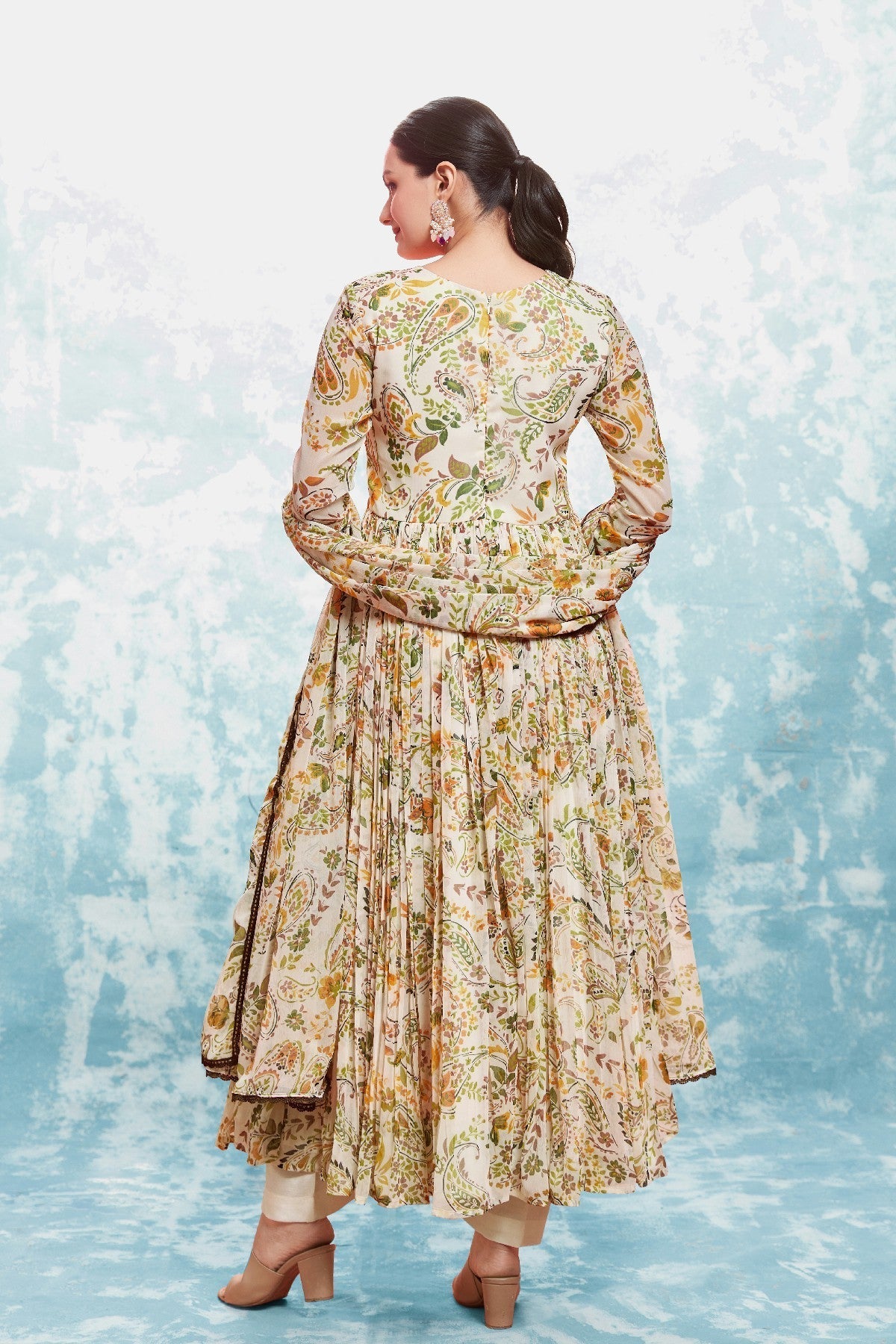 Stylish Chiffon Digital Printed Anarkali Pant Suit - ETHNICDEAL