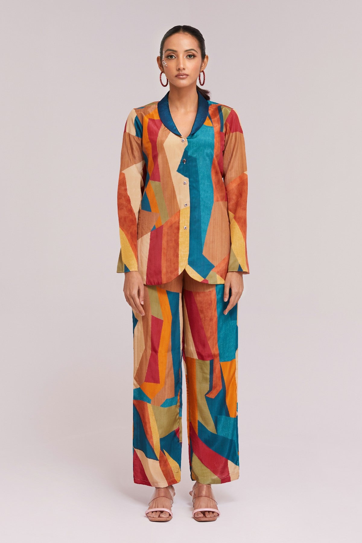 Bold & Beautiful Multicolor Printed Blazer Set - ETHNICDEAL