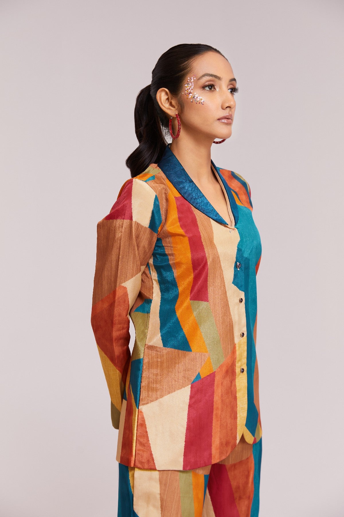 Bold & Beautiful Multicolor Printed Blazer Set - ETHNICDEAL