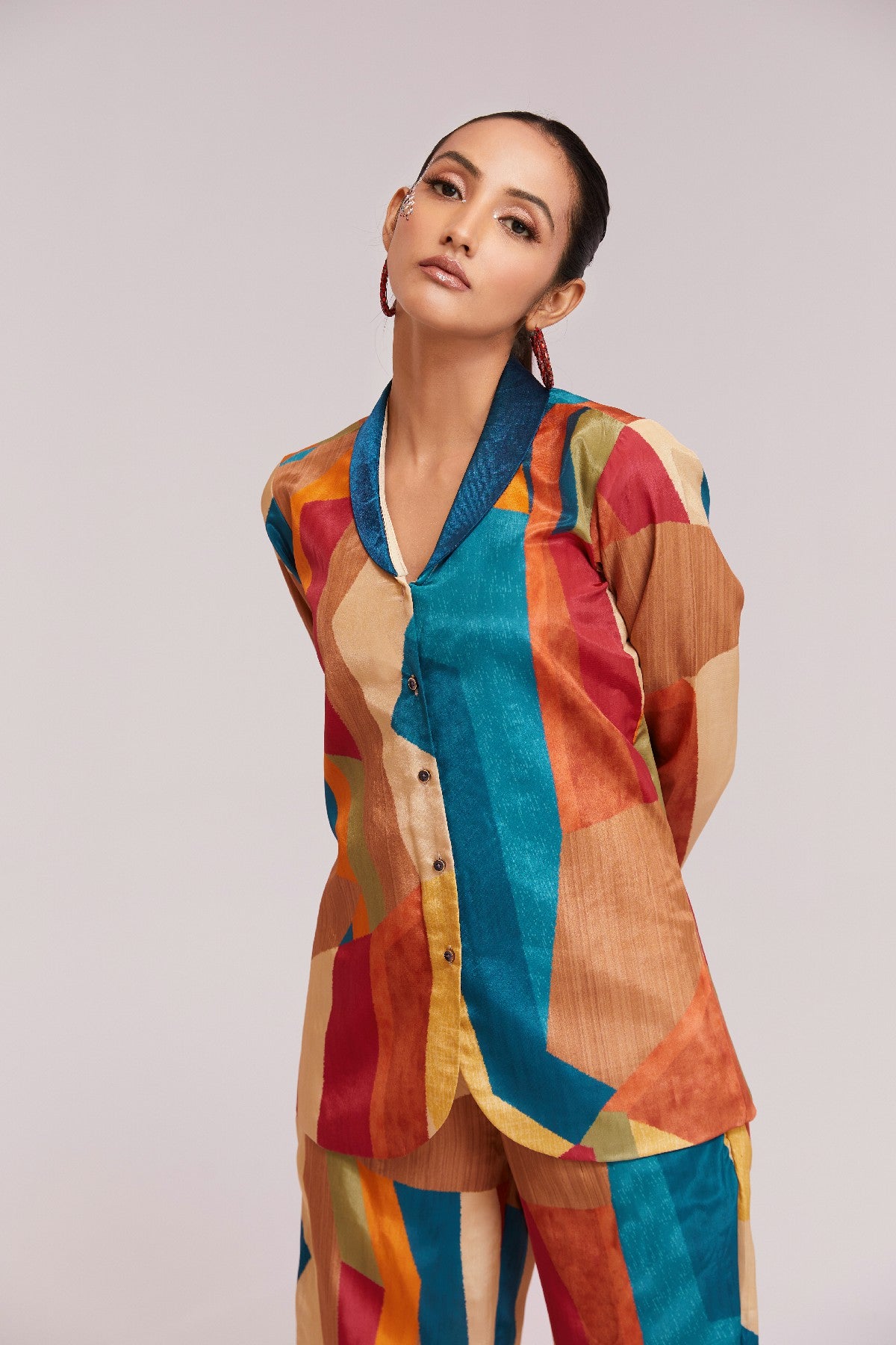Bold & Beautiful Multicolor Printed Blazer Set - ETHNICDEAL