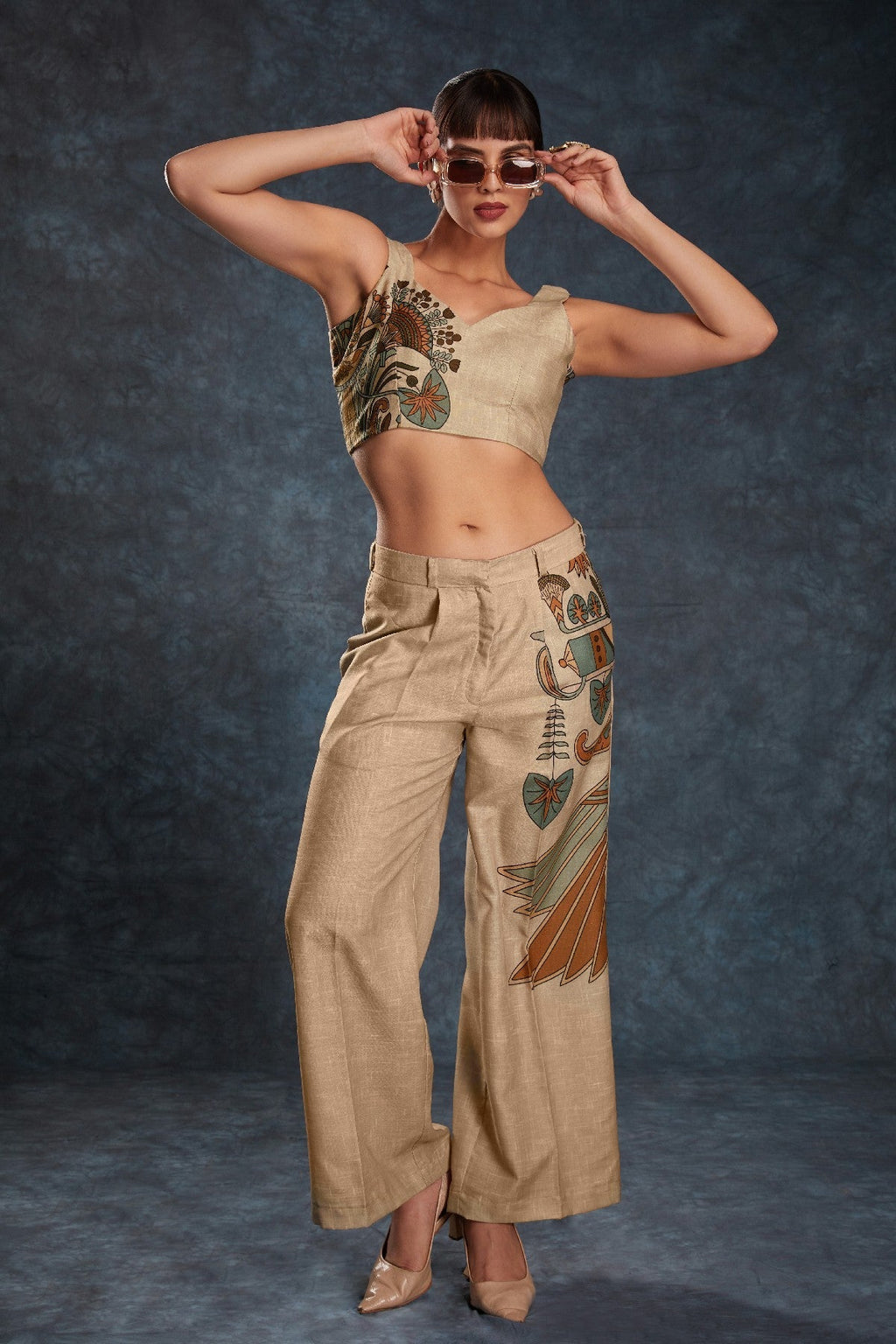 Brown Printed Linen Co-Ord Set – Natural Elegance with a Modern Touch - ETHNICDEAL