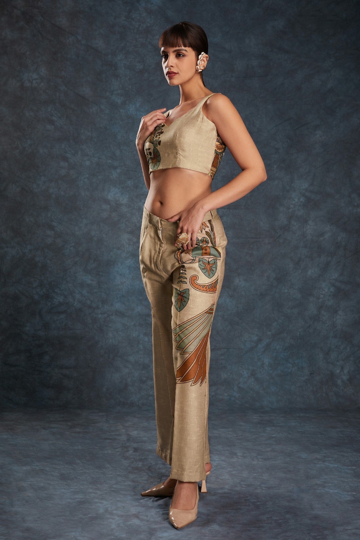 Brown Printed Linen Co-Ord Set – Natural Elegance with a Modern Touch - ETHNICDEAL