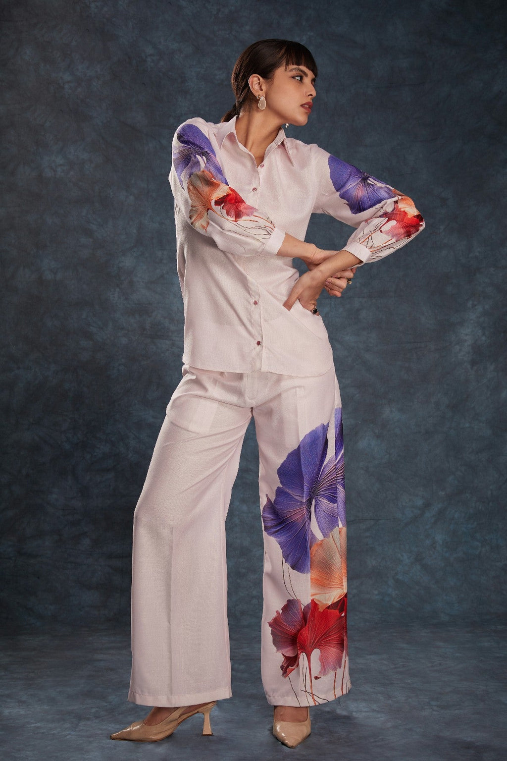 Light Pink Printed Linen Co-Ord Set – Subtle Elegance for Everyday Glam - ETHNICDEAL