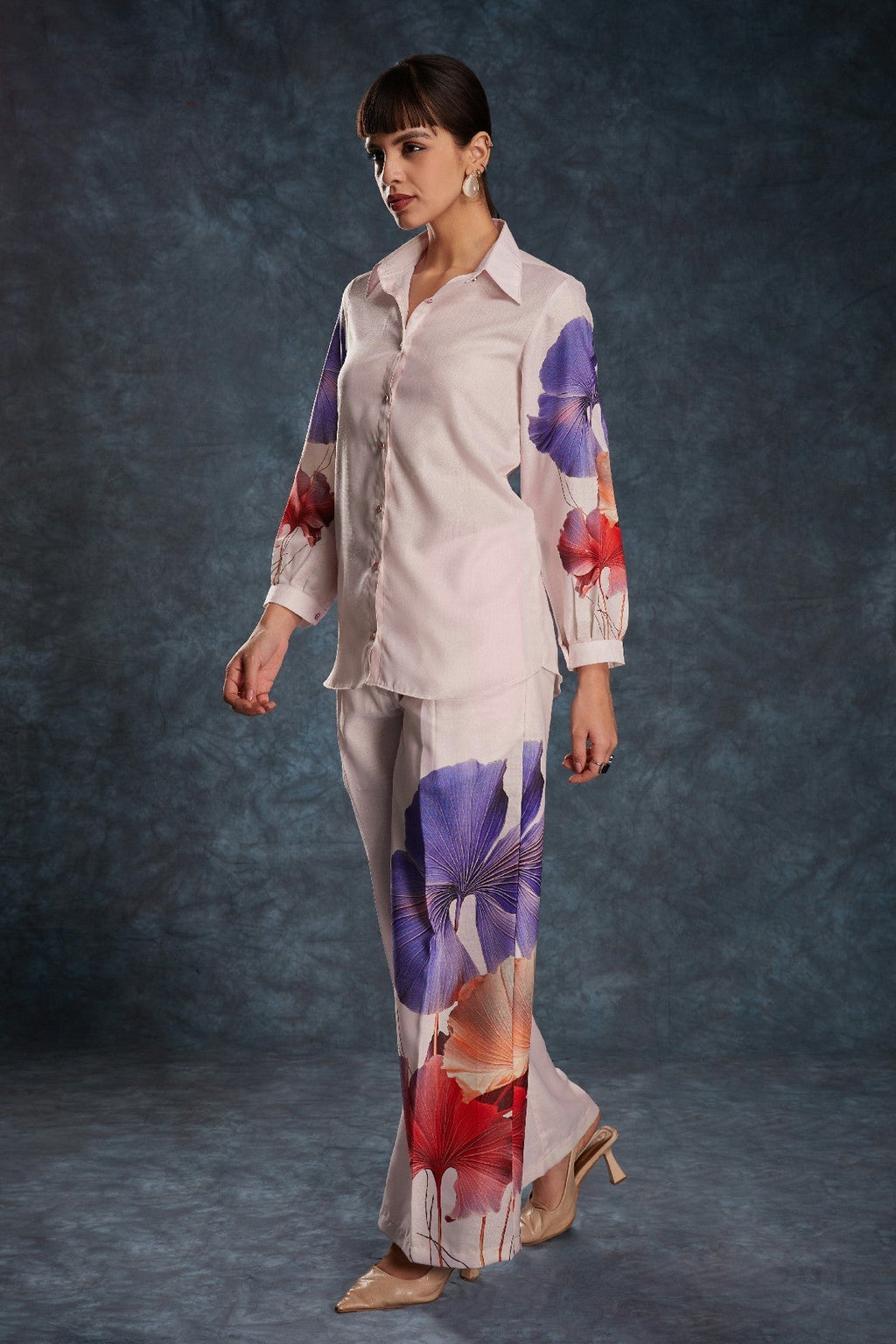 Light Pink Printed Linen Co-Ord Set – Subtle Elegance for Everyday Glam - ETHNICDEAL