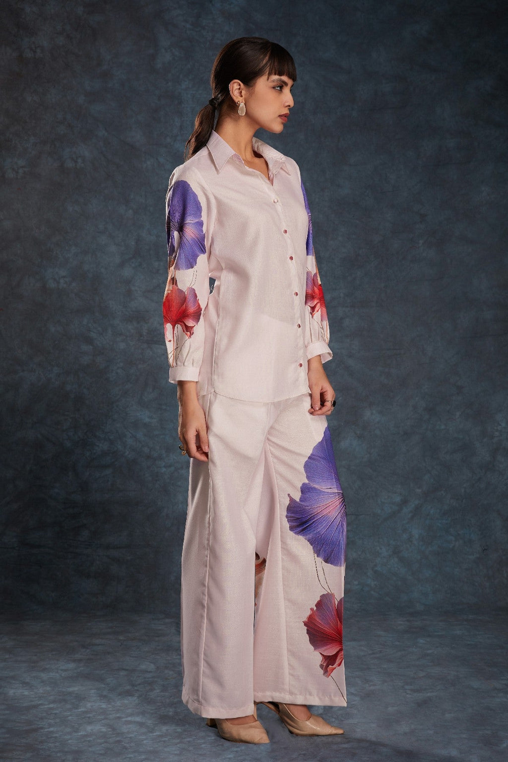 Light Pink Printed Linen Co-Ord Set – Subtle Elegance for Everyday Glam - ETHNICDEAL