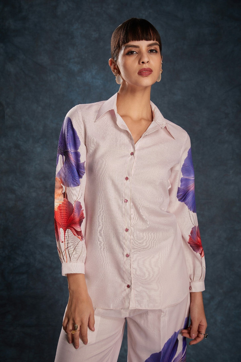 Light Pink Printed Linen Co-Ord Set – Subtle Elegance for Everyday Glam - ETHNICDEAL